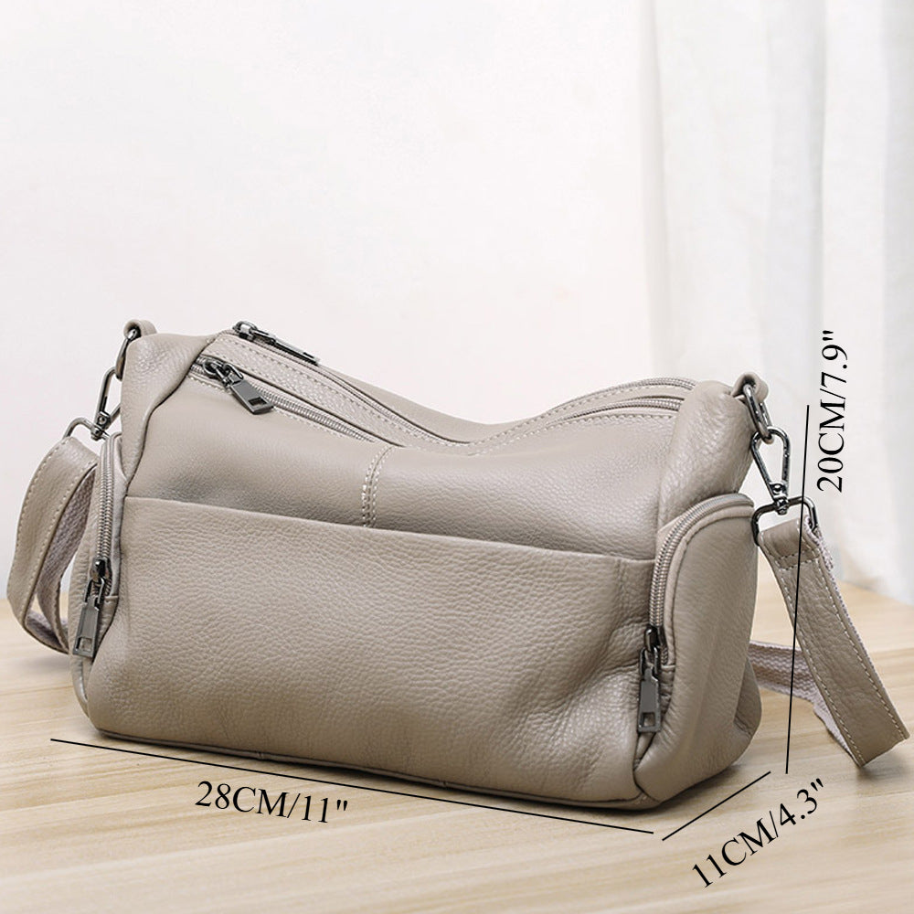 Elegant Genuine Leather Shoulder Bag – Stylish Crossbody & Underarm Mommy Bag