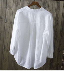 100% cotton white blouse women shirt 2023 spring summer elegant V-Neck ladies tops haut femme blusa womens tops and blouses