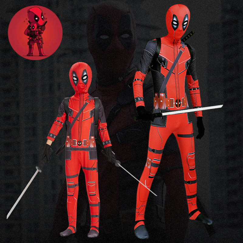 Halloween Costume Deadpool onesie skinny children's clothes adult double knife backpack boys suit costumes boys