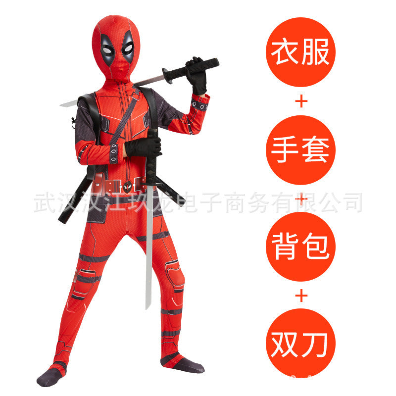 Halloween Costume Deadpool onesie skinny children's clothes adult double knife backpack boys suit costumes boys