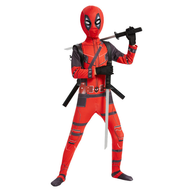 Halloween Costume Deadpool onesie skinny children's clothes adult double knife backpack boys suit costumes boys