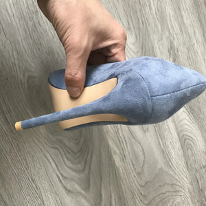 12cm-Heel Blue Black Suede Women Pumps Super High Heels Sexy Pointed Toe Yellow Pink Satin Heels Womans Shoes 2023