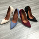 12cm-Heel Blue Black Suede Women Pumps Super High Heels Sexy Pointed Toe Yellow Pink Satin Heels Womans Shoes 2023