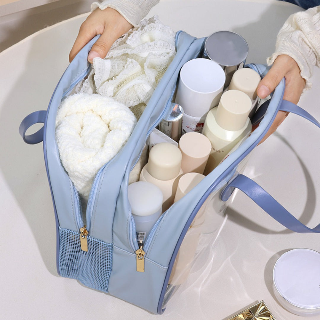 Wet and dry separation wash bag, portable waterproof bath swimming storage bag, business trip cosmetic bag, Transparent Cosmetic Bag, transparent makeup purse,