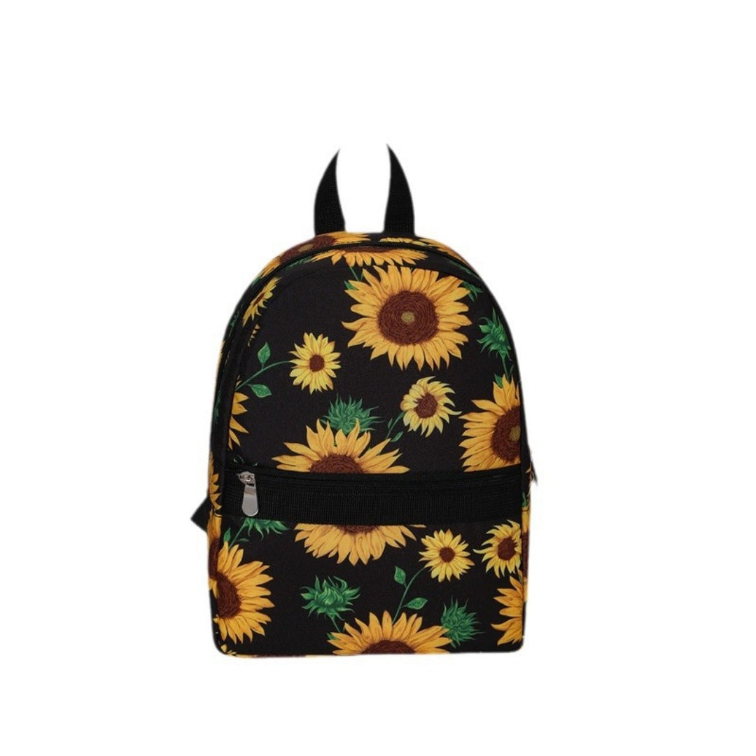 Sunflower pattern backpack, large capacity lightweight backpack purse, travel goods nylon storage backpack