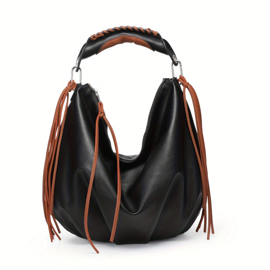 Women hobo Bag Contrast Woven Handle