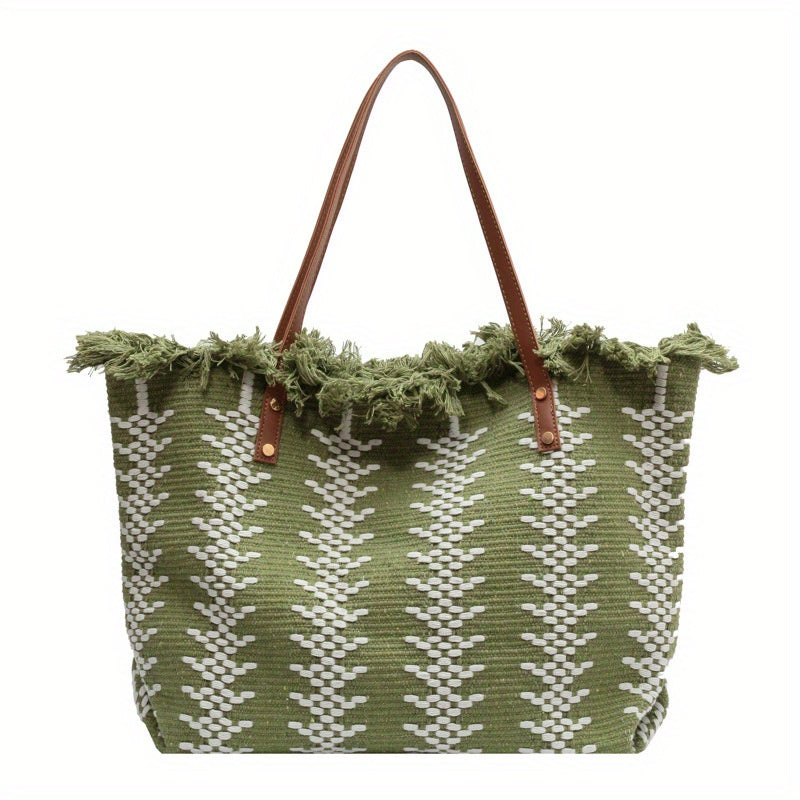 Bohemia canvas woven tote bag simple ethnic purse