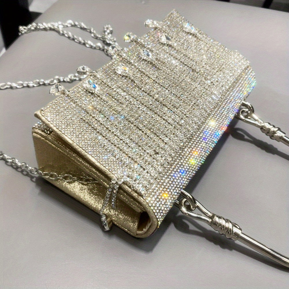 Rhinestone Designer Chain Bag Chic Star Diamond Party Evening Bag Clutch Bag for Women Luxury Hollow Female Purses