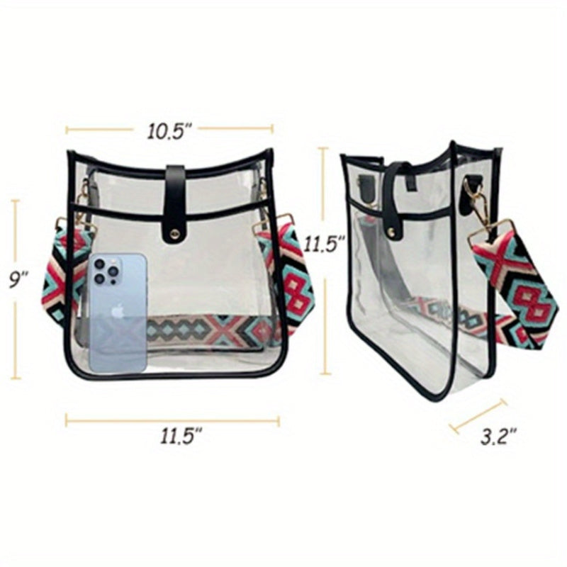 Small Crossbody Bag Transparent PVC Clear Purse Stadium Approved for Concert Sports Events