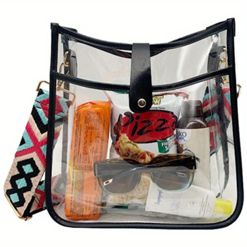 Small Crossbody Bag Transparent PVC Clear Purse Stadium Approved for Concert Sports Events