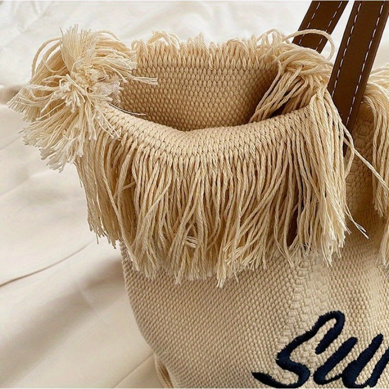 Beach Bag Vacation Purse Bohemia canvas woven tote bag simple ethnic purse