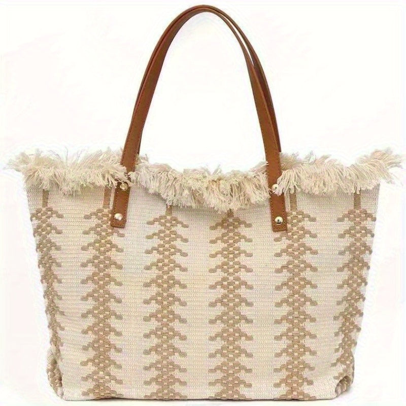 Bohemia canvas woven tote bag simple ethnic purse