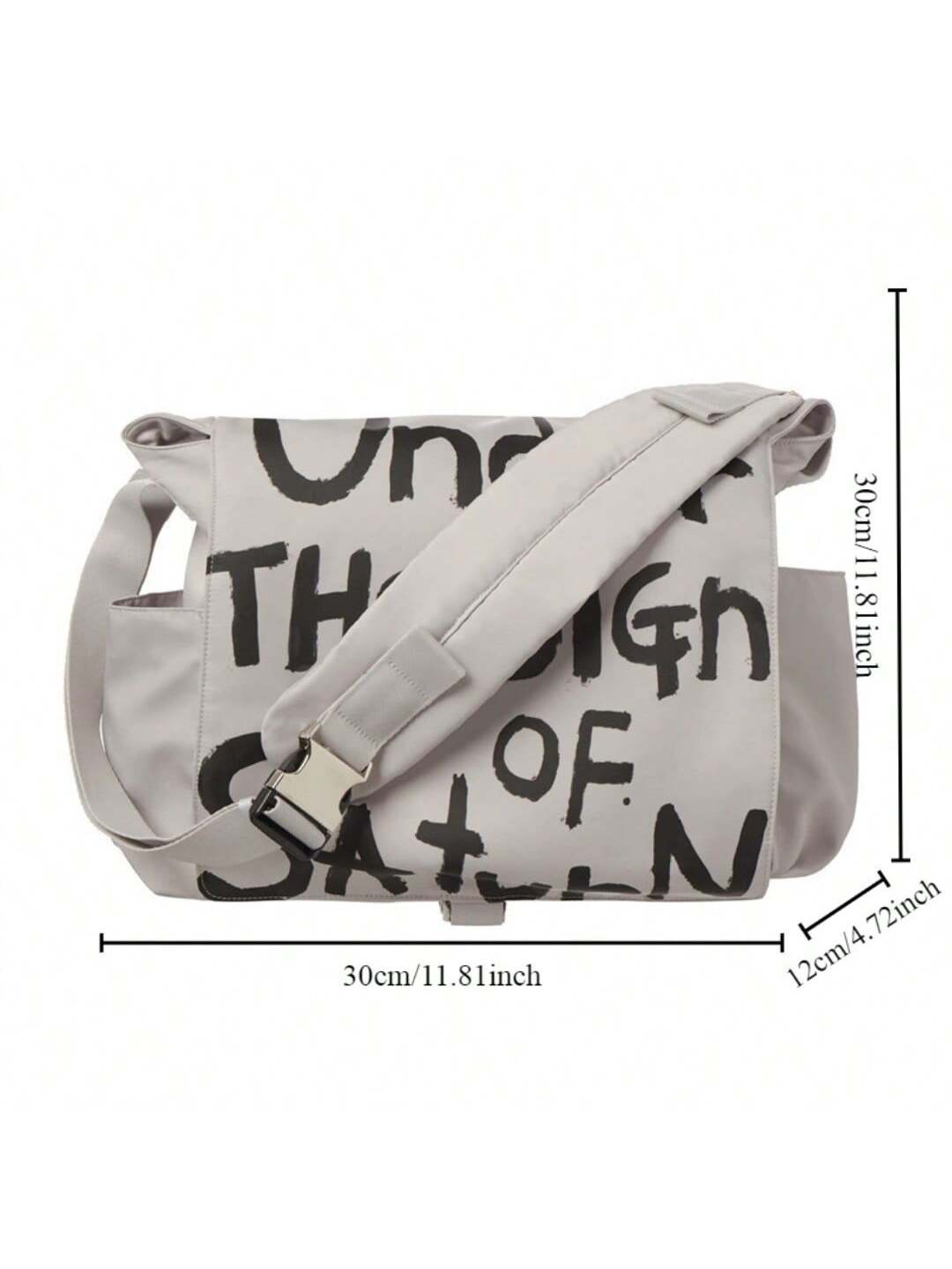 Canvas Messenger Bag Crossbody Bag Letter Printed Waterproof Shoulder Nylon College Student Women's Shoulder Bag Goth Punk Shoulder Satchels Harajuku Grunge Handbag