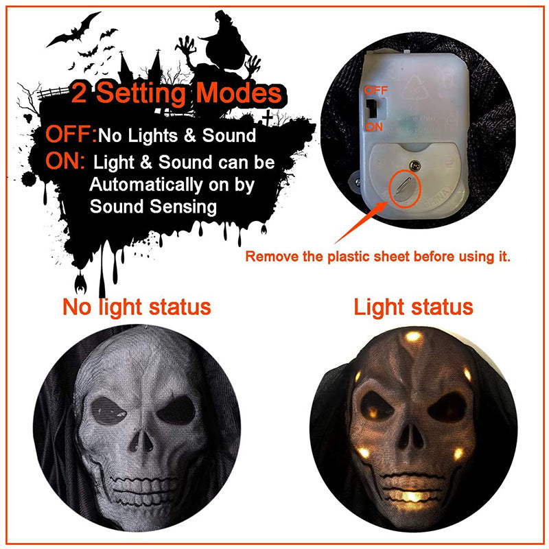 Halloween decoration, voice-activated glow, sound, horror, ghost mask, big hanging ghost, hanging ghost