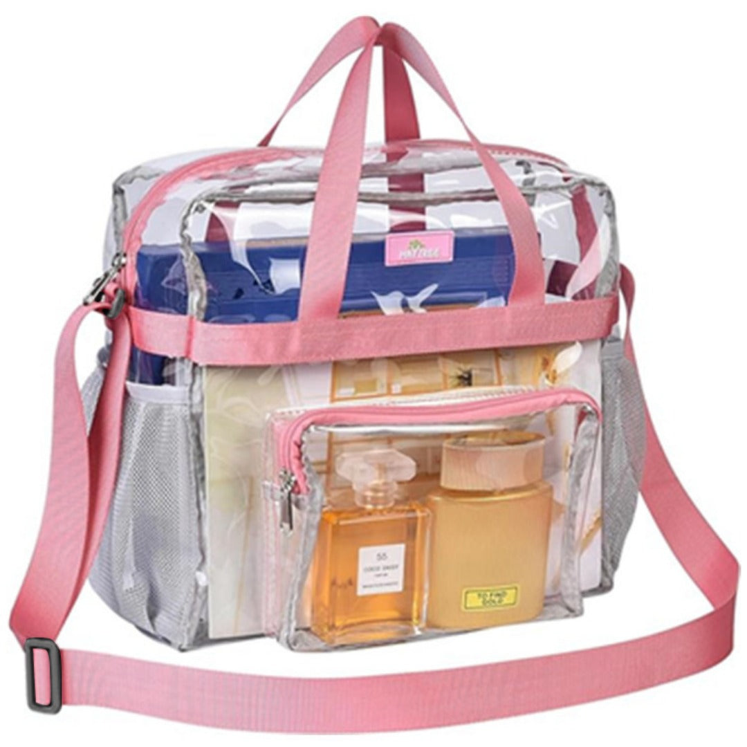 PVC transparent bag, tote bag large, portable travel storage bag for men and women, clear bag for stadium events