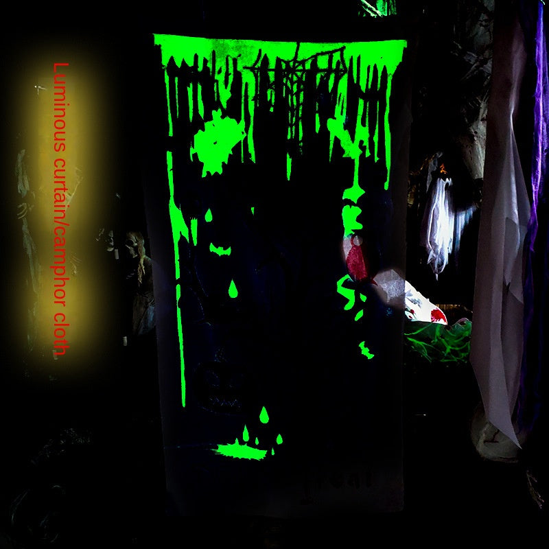 Halloween luminous light curtain pumpkin ghost spider web haunted house secret room horror blood gauze atmosphere layout props