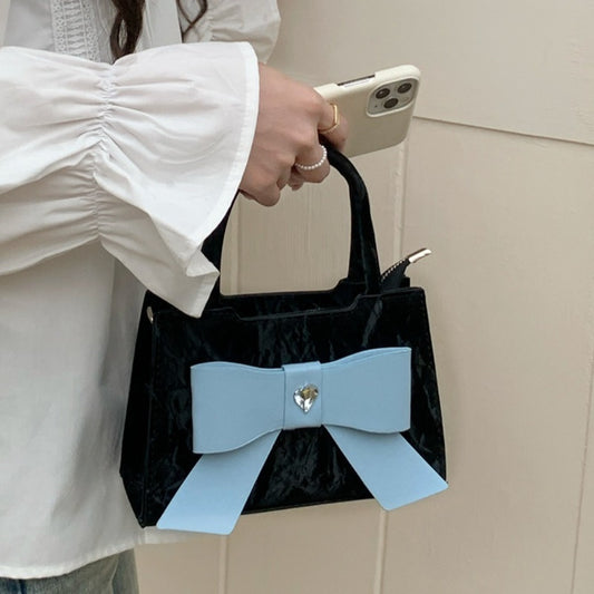 Design sweet and cute bow bag, fashionable versatile small square bag m shoulder tote bag