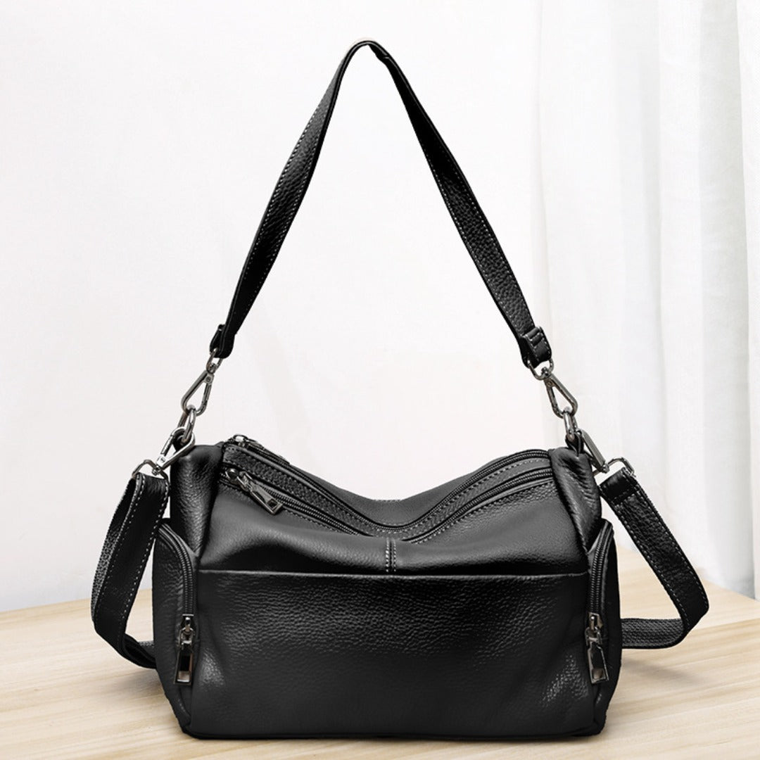 Elegant Genuine Leather Shoulder Bag – Stylish Crossbody & Underarm Mommy Bag