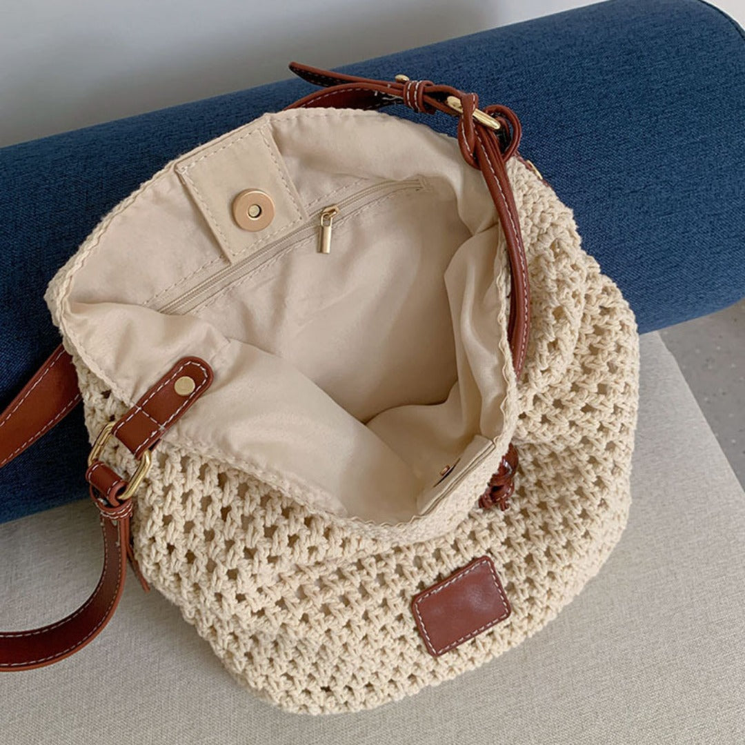 Woven hollow bag women, crochet bag, summer seaside vacation travel tote bag, beach bag, shoulder armpit bag