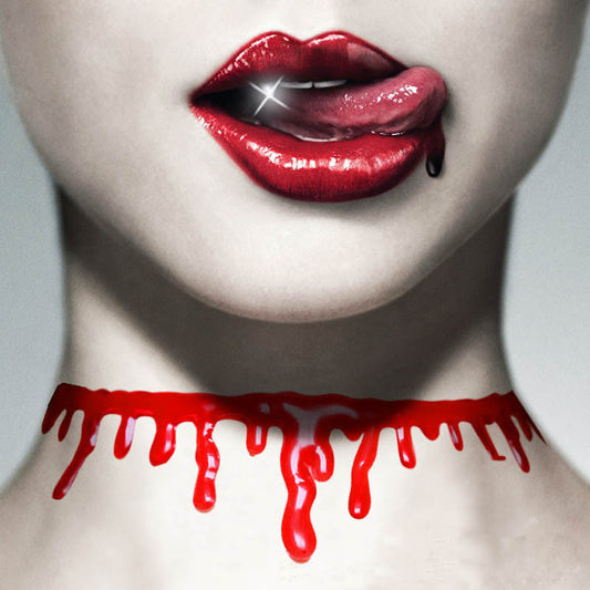 Halloween necklace idea bloody cut blood mark necklace red simulated belly bleeding collar