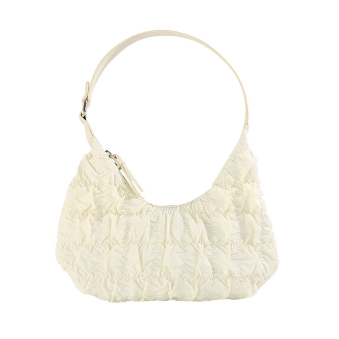 small shoulder bag, small sweet underarm bag, cream puff bag, girl cloud pleated bag