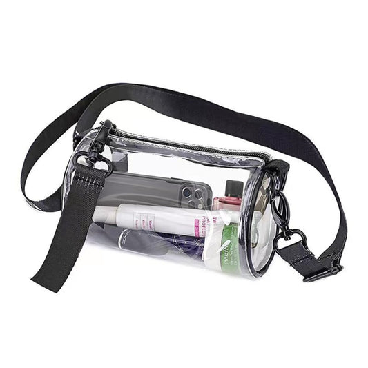 PVC waterproof drum crossbody bag, Transparent small crossbody bag,