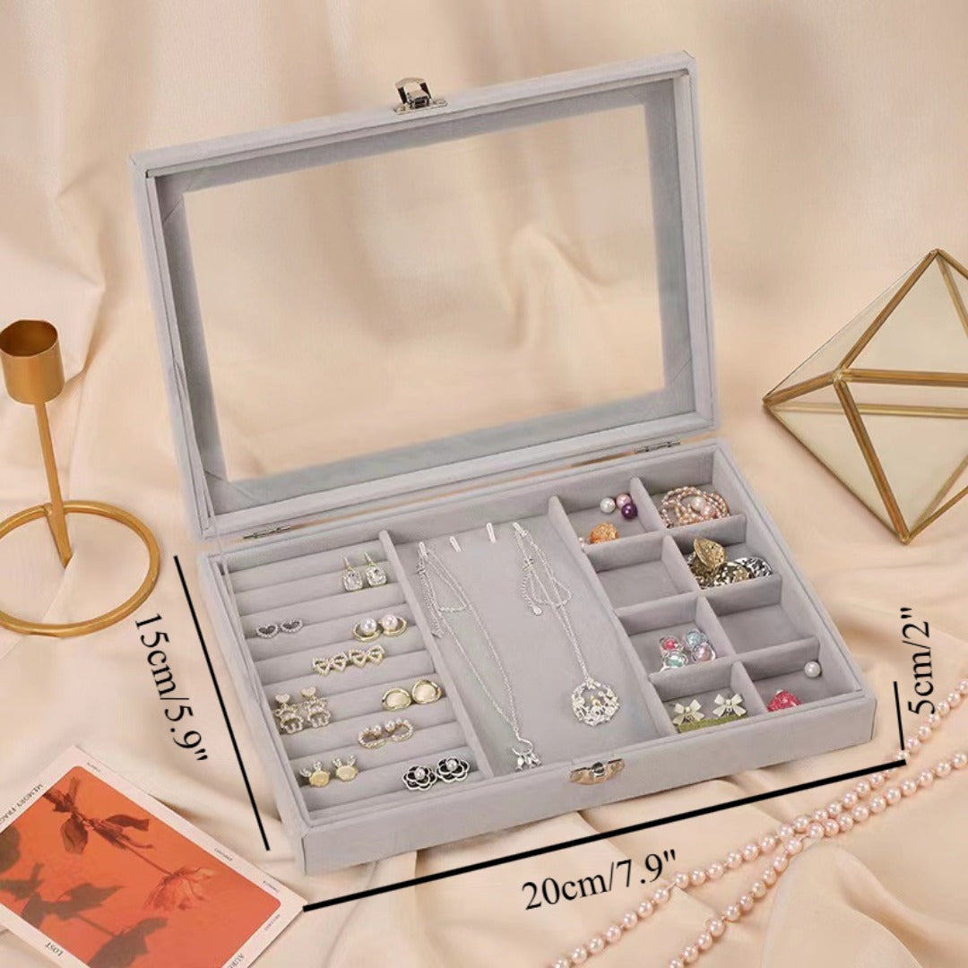 Transparent, fashionable and exquisite dust ring storage box, earrings, earrings, necklace storage box, flannel jewelry jewelry storage box, jewelry display jewelry box.