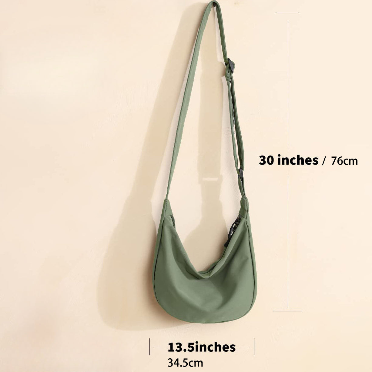 Small crossbody bag, versatile fashion cross body bag, commuter shoulder bag, nylon casual slouchy bag