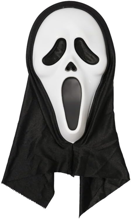 Scary Horror GhostFace Mask with Bloody Toy Knife Halloween Scream Cosplay Costume