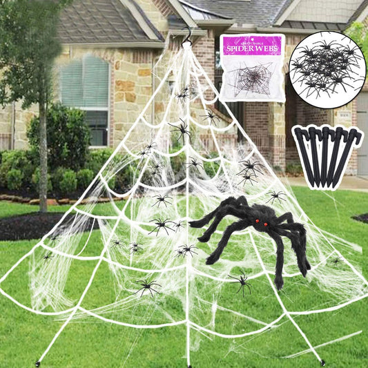 Halloween Spider Webs Decorations with Fake Spiders, Super Stretchy Cobwebs for Halloween decor Indoor and Outdoor