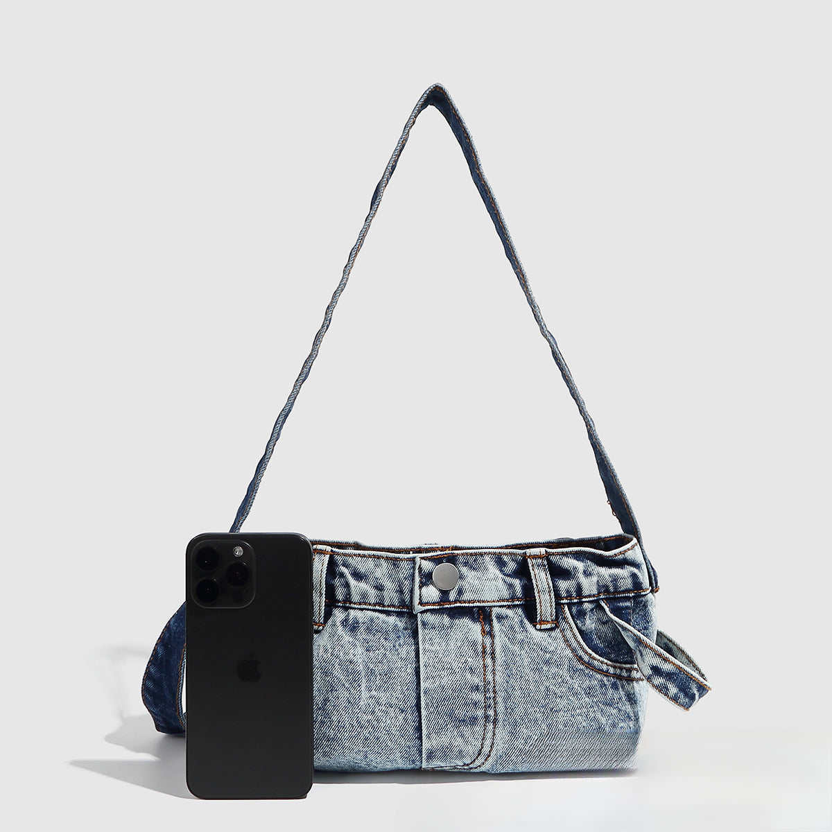 Small shoulder purse, denim armpit bag, women's retro summer shoulder bag, blue patchwork shoulder handbag