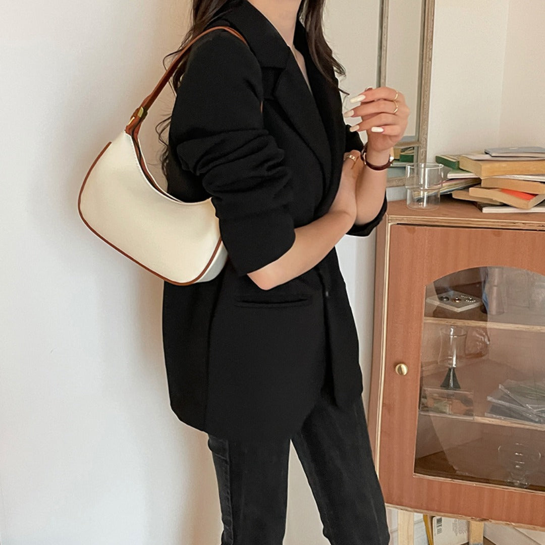 Summer female shoulder bag, contrasting crescent moon bag, small shoulder bag, small hobo purse, saddle bag shoulder handbag