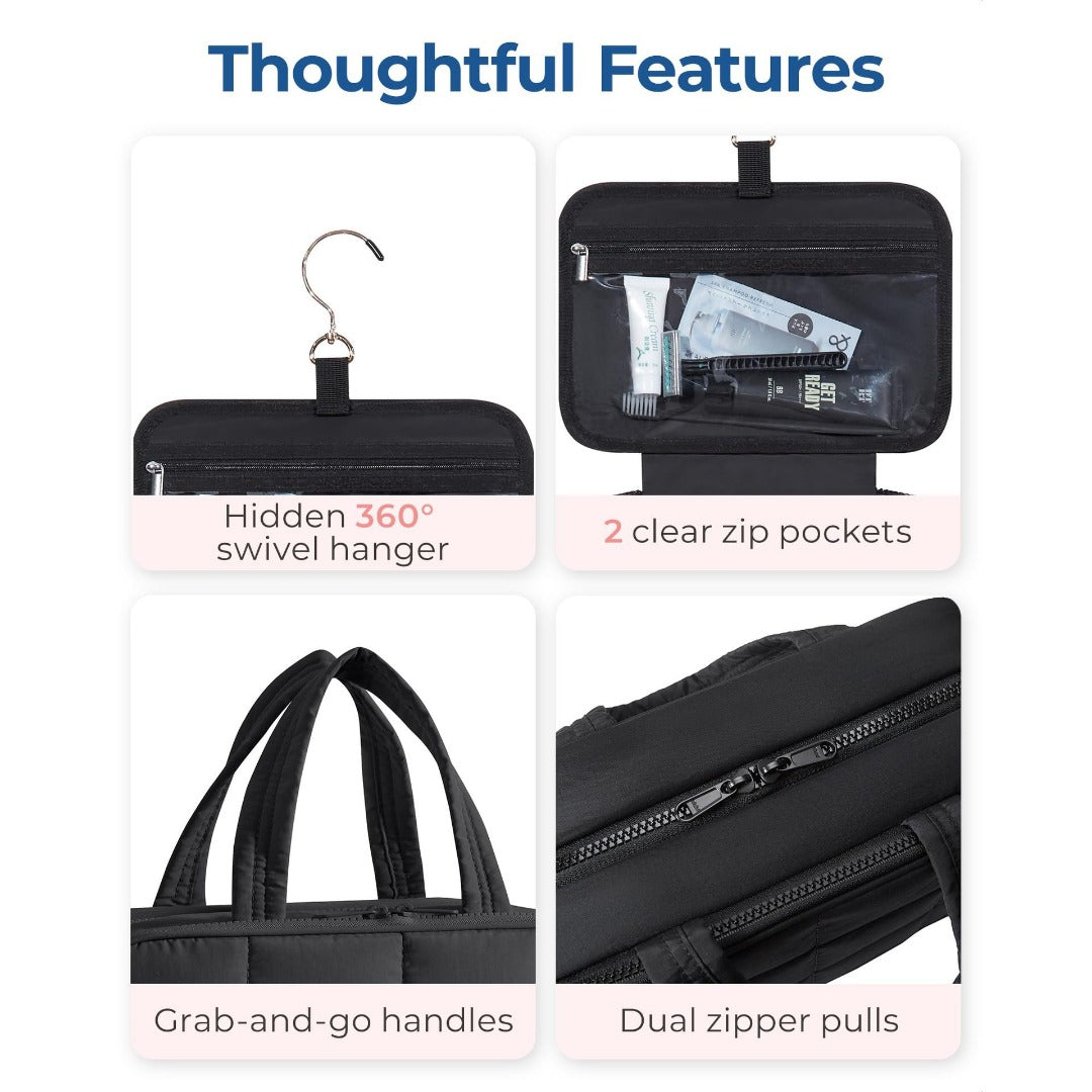 Travel toilet bag, with jewelry storage bag, hanging toilet bag, fluffy cosmetic bag, storage bag travel bag, makeup bag with compartments,