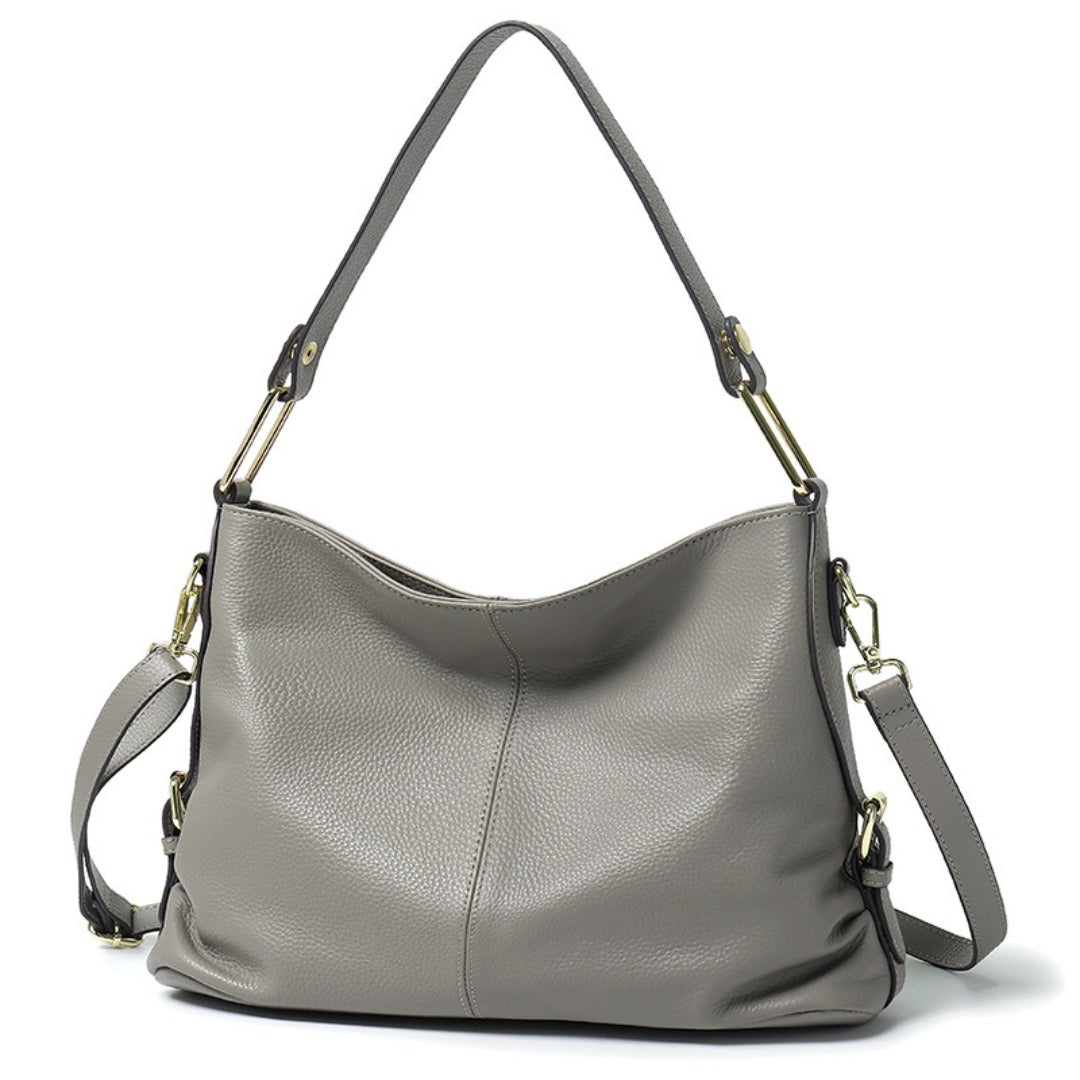 Elegant Genuine Leather Handbag - Stylish Fashion Leather Hobo Bag & Crossbody Tote Bag