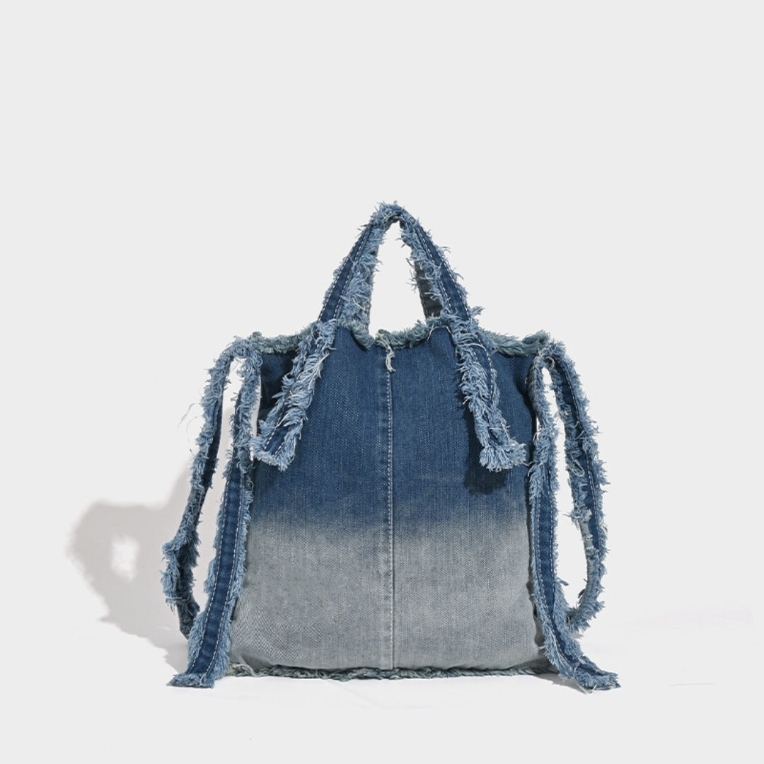 Washed denim bag stray wind, design tote shoulder bag, casual ladies shoulder bag, canvas shoulder hobo bag