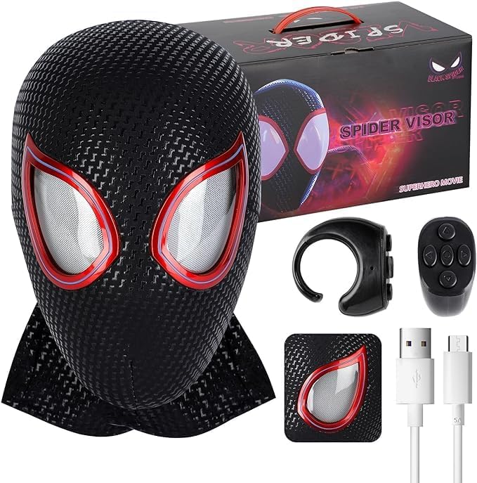 Spider Mask with Moving Eyes helmet Spide Cosplay Mask spides mascara suits cool stuff amazing hot realistic toys figure for boy teen Adult gifts for age 8-12 13 year old Super Hero costume