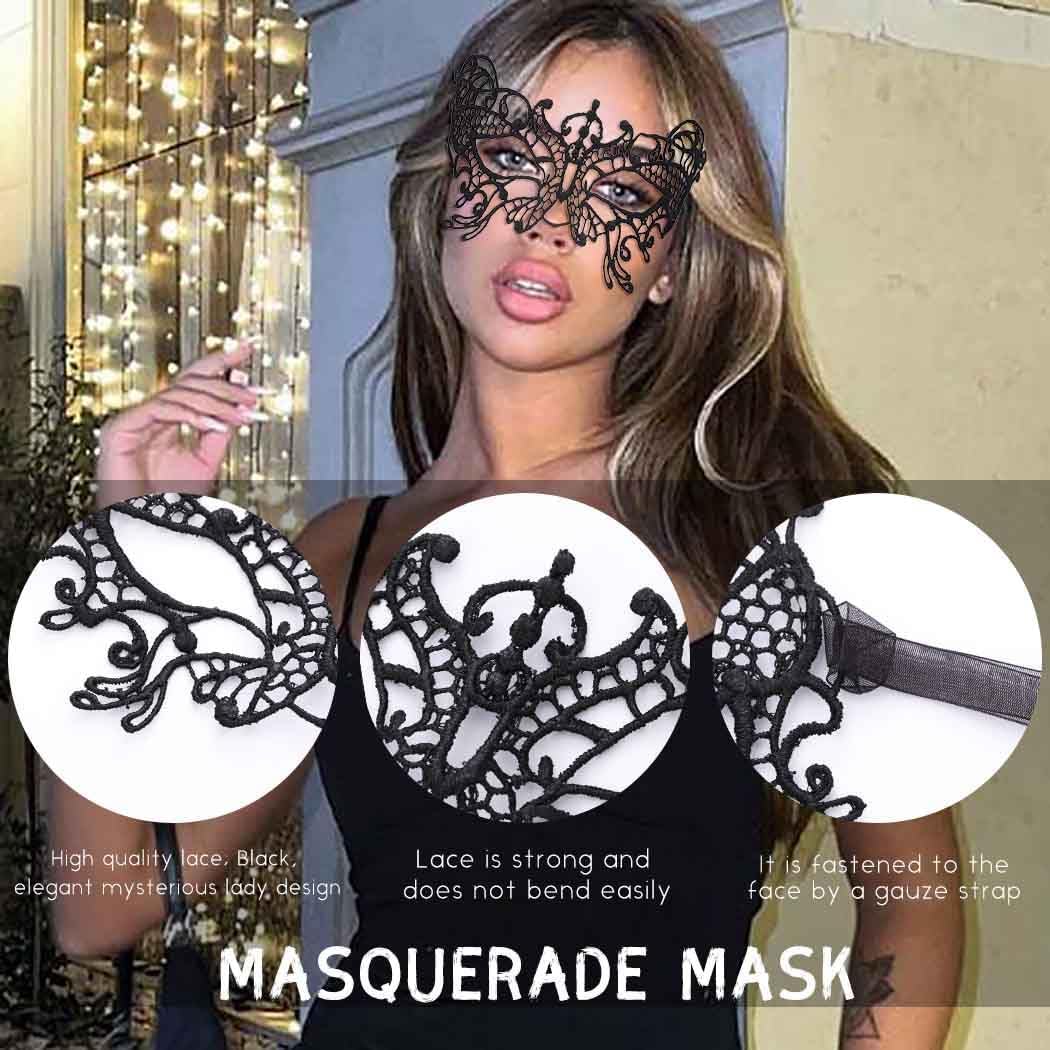 Masquerade Lace Mask Women Black Lace Masks Costume Party Proms Face Mask Halloween Eye Mask