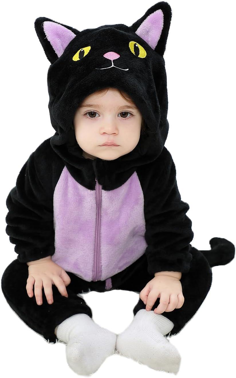 Black Cat Costume for Toddler Baby Girl Boy Halloween Costumes Fuzzy Warm Fall Winter Clothes Halloween Cats Outfit