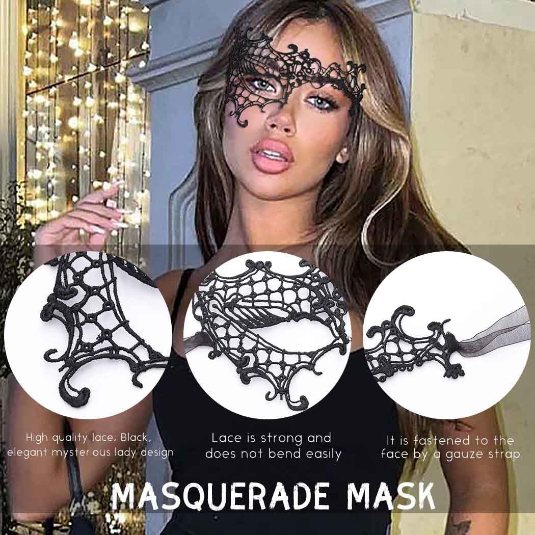 Masquerade Lace Mask Women Black Lace Masks Costume Party Proms Face Mask Halloween Eye Mask