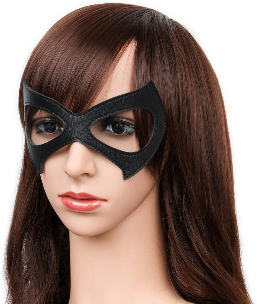 Luxury Black Red Leather Half Cat Eye Costume Mask Halloween Cosplay Fancy Dress Make Up Masquerade Party Props