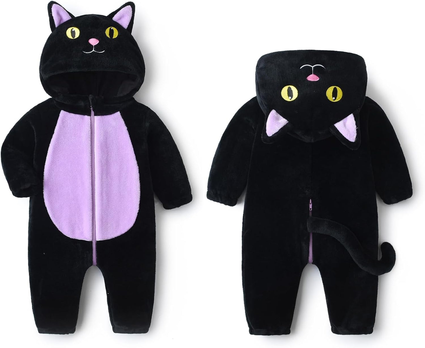 Black Cat Costume for Toddler Baby Girl Boy Halloween Costumes Fuzzy Warm Fall Winter Clothes Halloween Cats Outfit