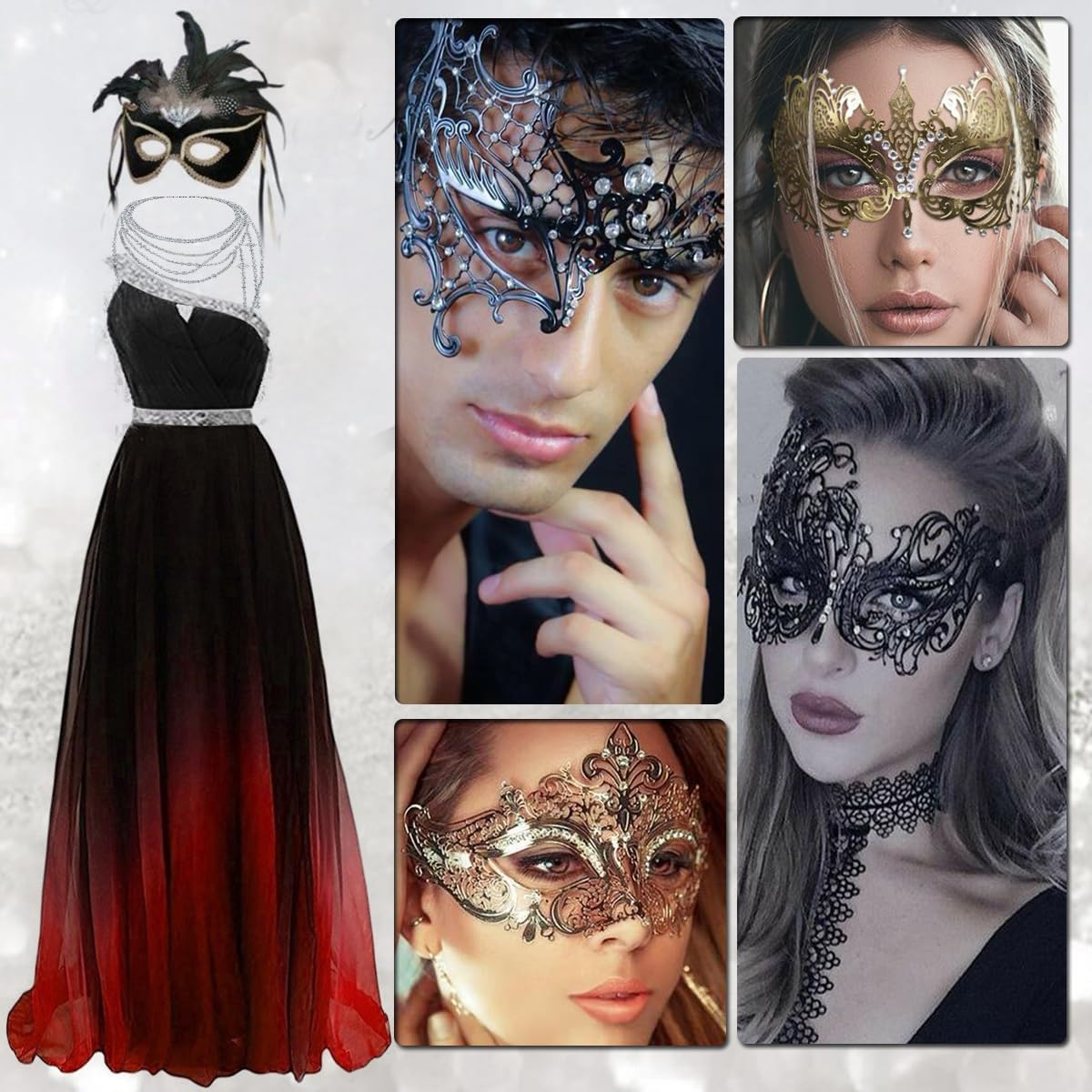 Mask for Women Venetian Metal Party For Carnival Halloween Costume Cosplay