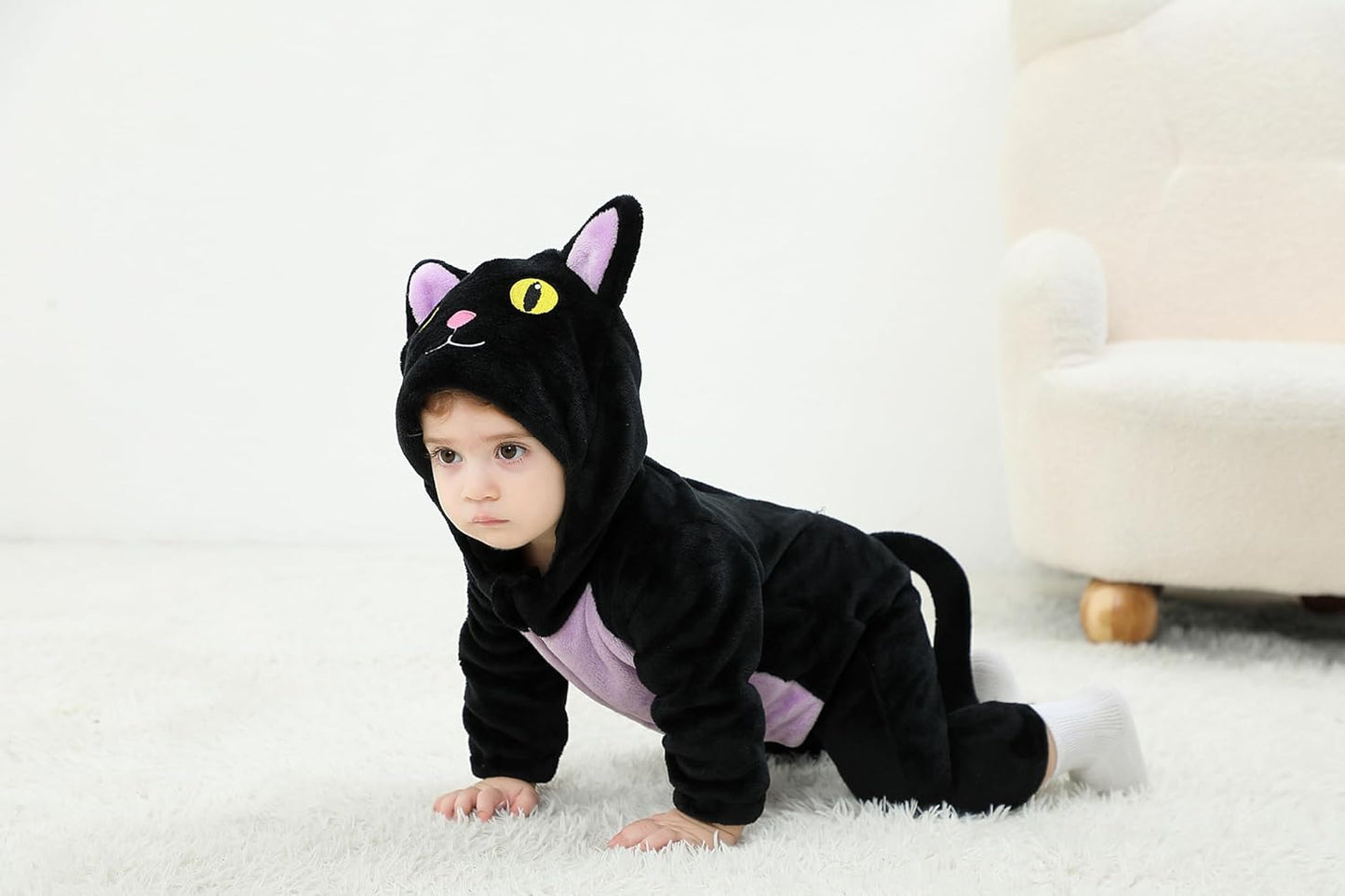 Black Cat Costume for Toddler Baby Girl Boy Halloween Costumes Fuzzy Warm Fall Winter Clothes Halloween Cats Outfit