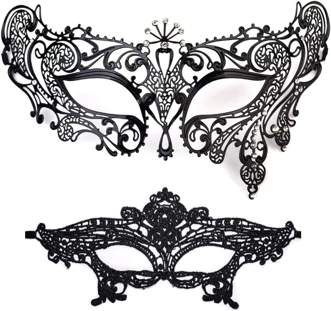 Masquerade Mask for Women Shiny Rhinestone Venetian Party Prom Ball Metal Mask