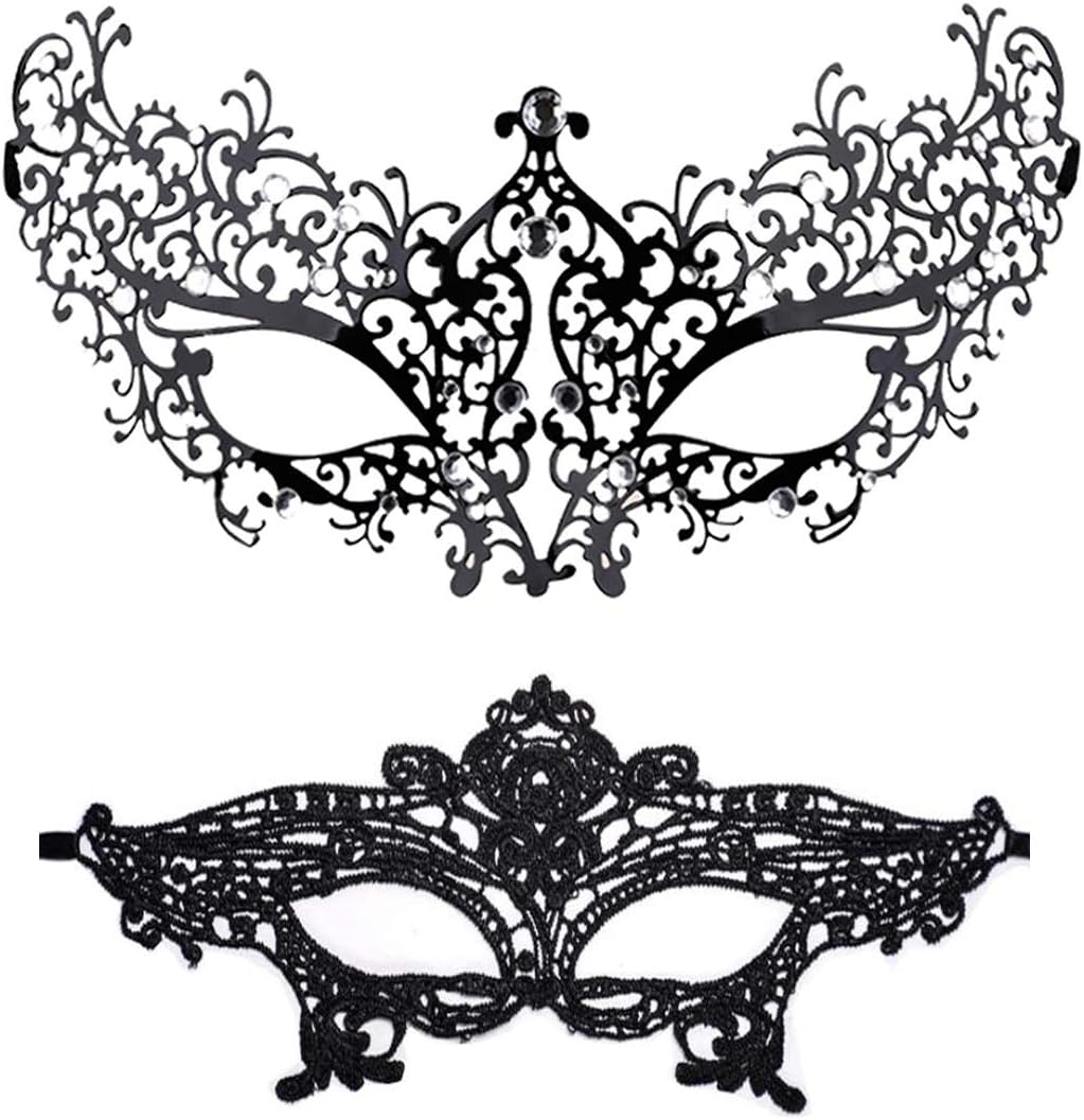 Masquerade Mask for Women Shiny Rhinestone Venetian Party Prom Ball Metal Mask