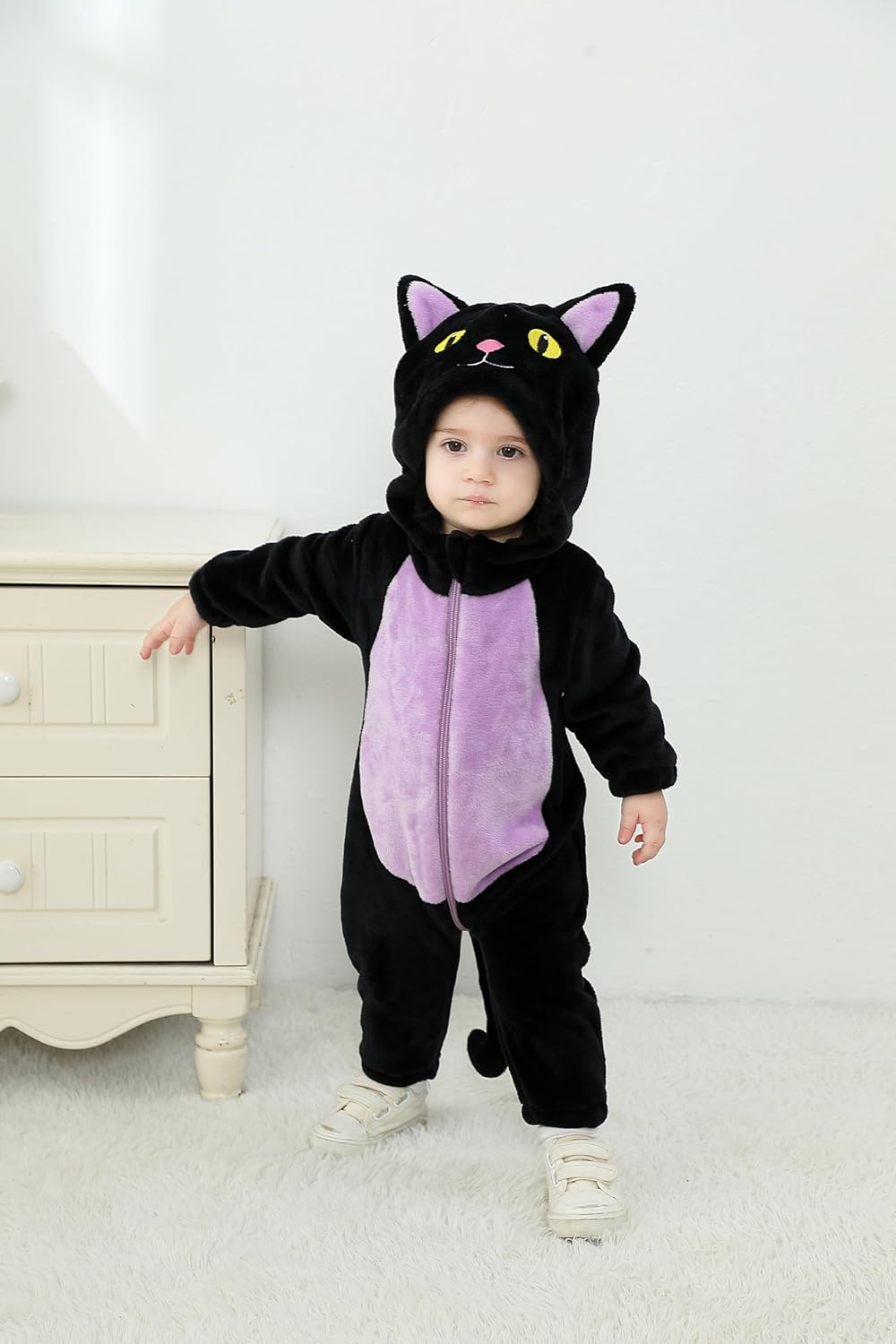 Black Cat Costume for Toddler Baby Girl Boy Halloween Costumes Fuzzy Warm Fall Winter Clothes Halloween Cats Outfit