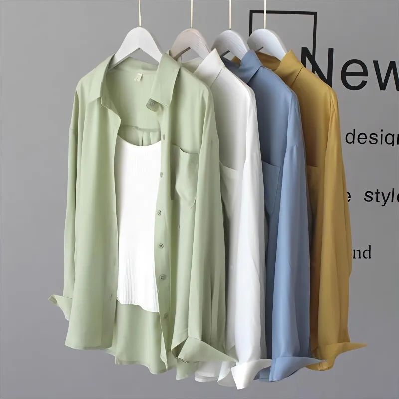 100% cotton casual loose cotton blouse shirt women solid color oversize long blouse shirt  Women