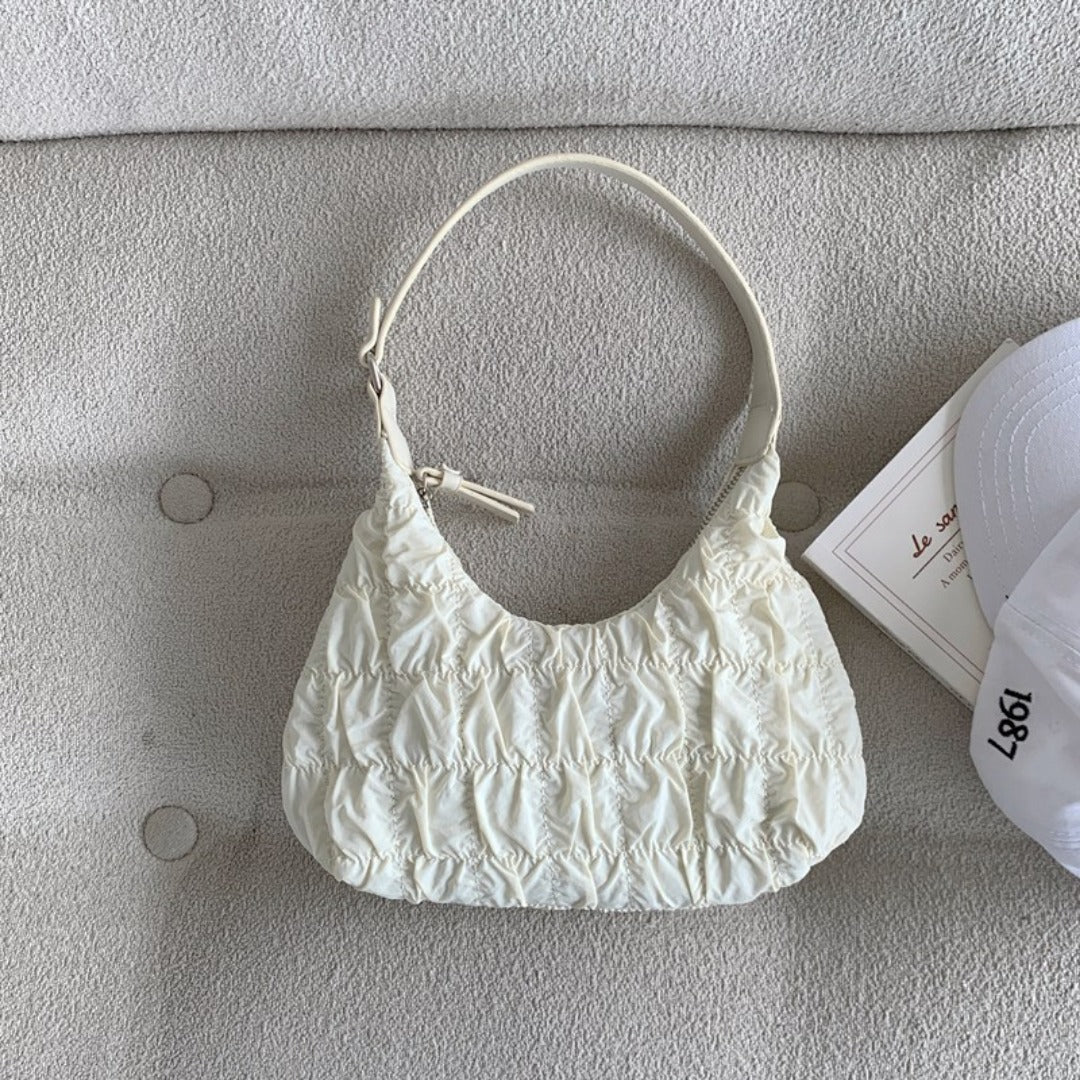 small shoulder bag, small sweet underarm bag, cream puff bag, girl cloud pleated bag