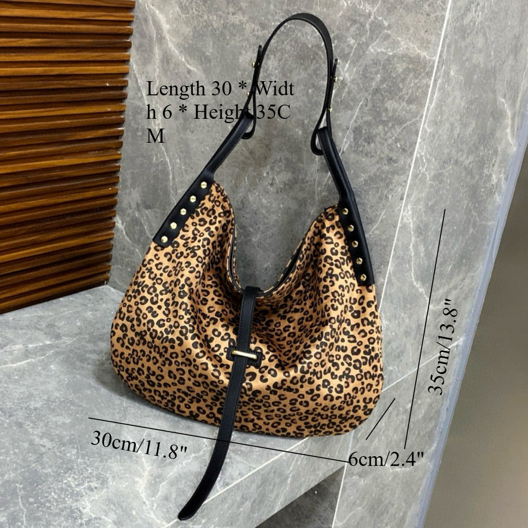 Women's Trendy Leopard Flannel Hobo Crossbody Bag – Large Capacity Shoulder Bag, Casual Versatile Bag for Everyday Use