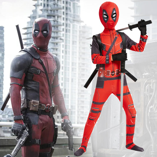 Halloween Costume Deadpool onesie skinny children's clothes adult double knife backpack boys suit costumes boys